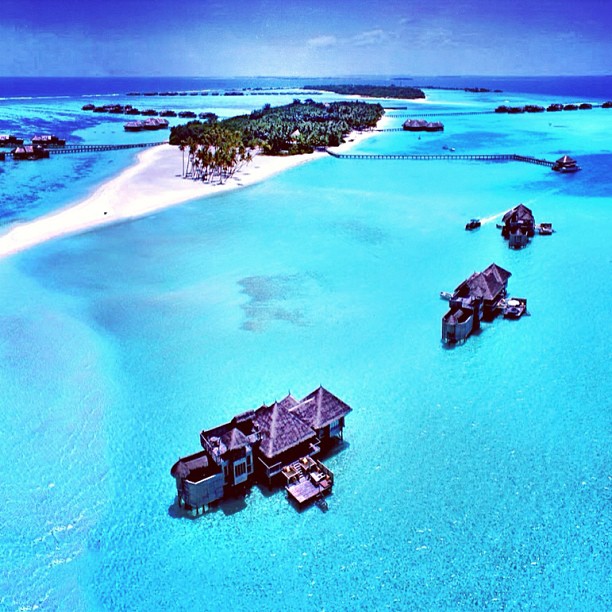 Overwater Bungalows of Maldives from Above Overwater Bungalows of Maldives (aerial shot)