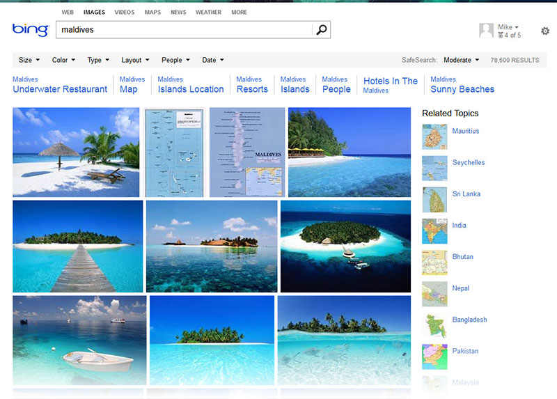 Bing Image Search for Maldives