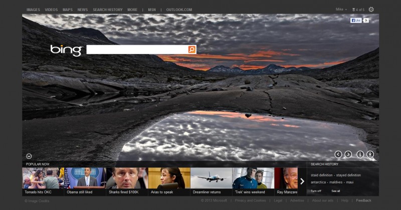 Bing Search Homepage (screenshot)