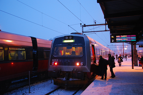 Boarding the Train in Hamar, Norway