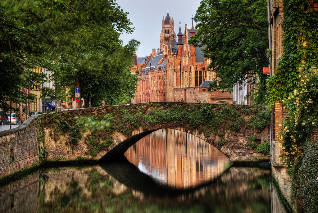 Bridge Over a Canal in Bruges, Belgium