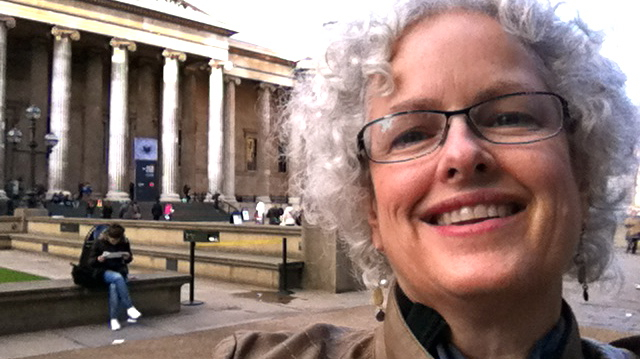 Janice Waugh standing outside the British Museum, London (2012)
