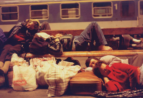Sleepy Train Station Travelers, Budapest