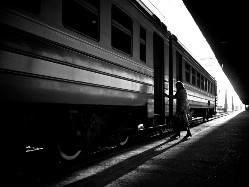 Catching the Train in Riga, Latvia
