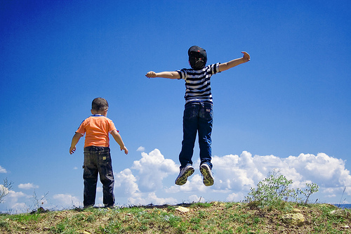 Child jumping in the air