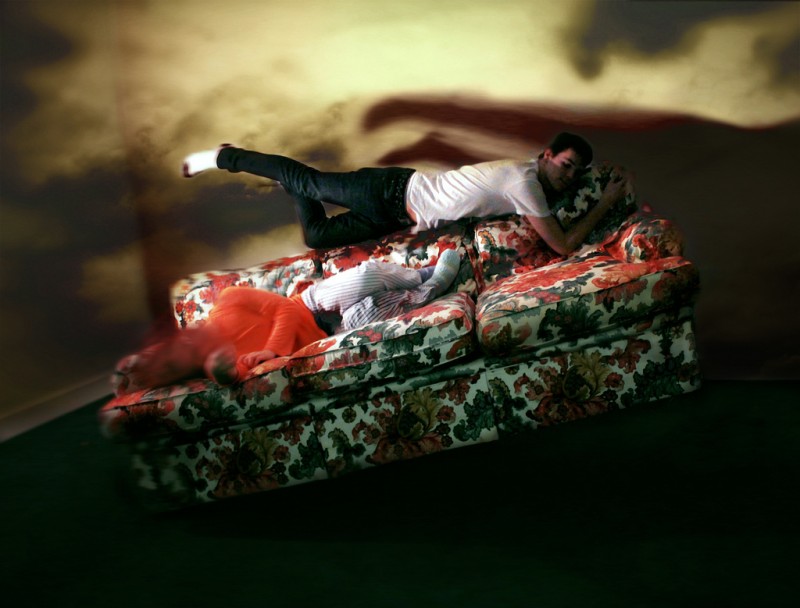 Couch Surfing Two people sleeping on couch - weird movement