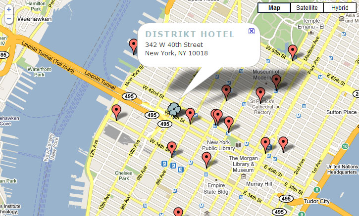new york times square map. Distrikt Hotel, New York City