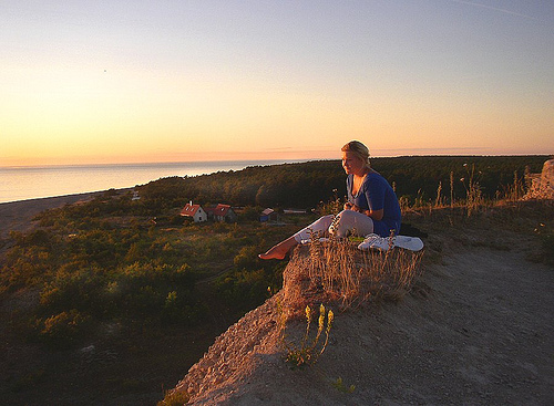 Girl on Hilltop in Gotland, Sweden