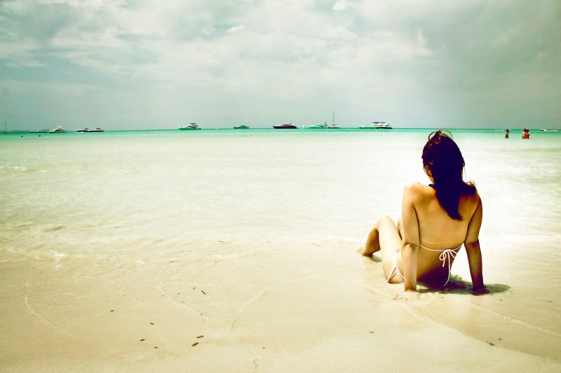 Girl on beach in Mallorca