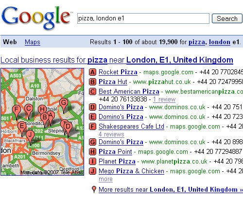 Google Shortcut: Food