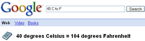Google Shortcut: Temperature