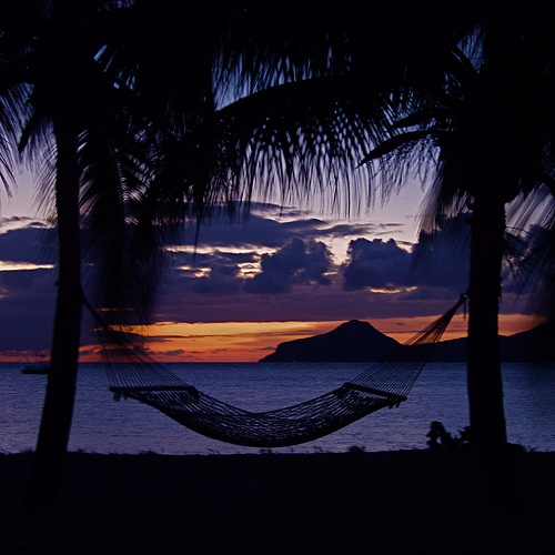Hammock hangs at sunset on Nevis