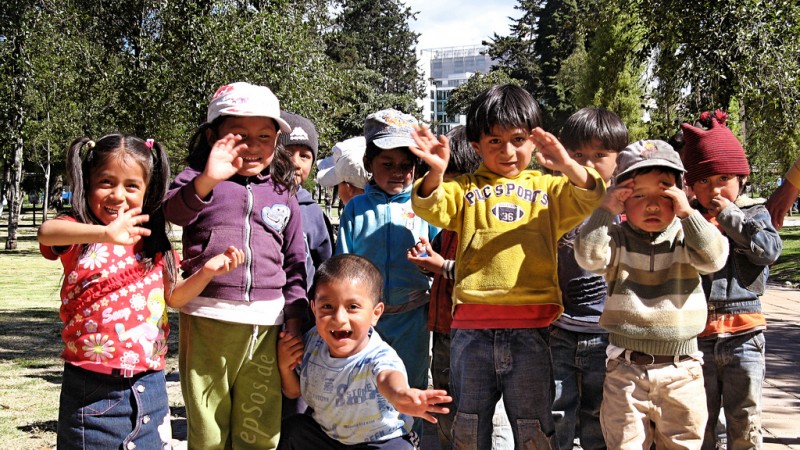 Happy Children Playing in Quito, Ecuador