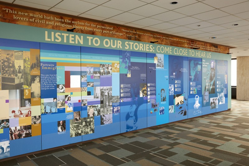 Info Panels at the Skywalk Observatory, Prudential Center in Boston, Massachusetts