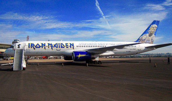 Sideview of custom Iron Maiden airplane