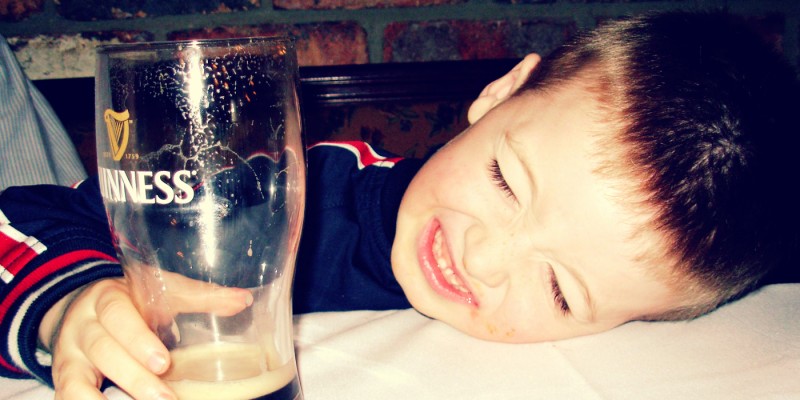 Young Kid Drinking Guinness