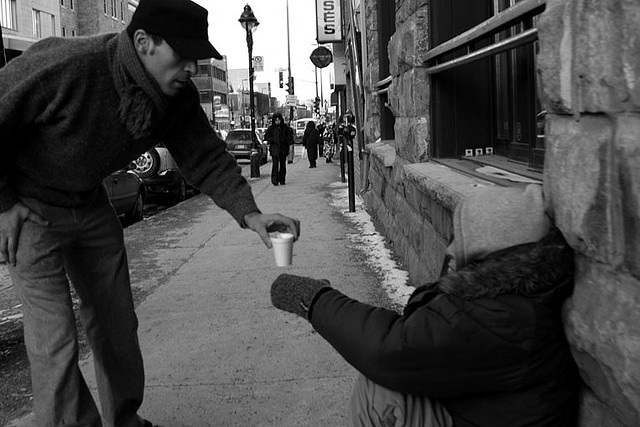 Kindness of Strangers, Montreal Man offering coffee to homeless man