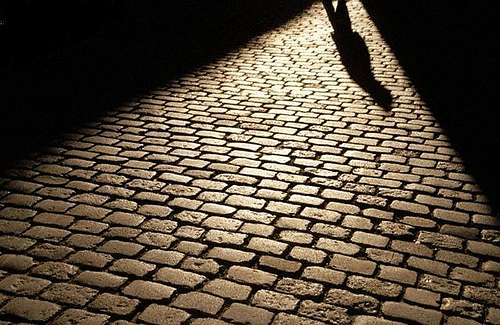 Single Shadow on Brick Path