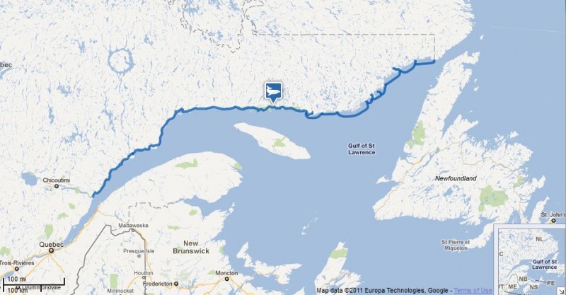Map of the Route de Baleines (Whale Route), Quebec Map of the Route de Baleines (Whale Route), Quebec