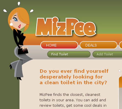 MizPee Homepage Screenshot