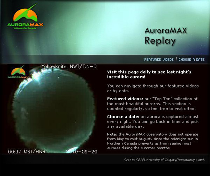 AuroraMAX: Watch the Northern Lights Live from Yellowknife, Canada