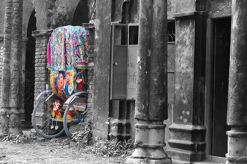 Colorful rickshaw parked in Bangladesh