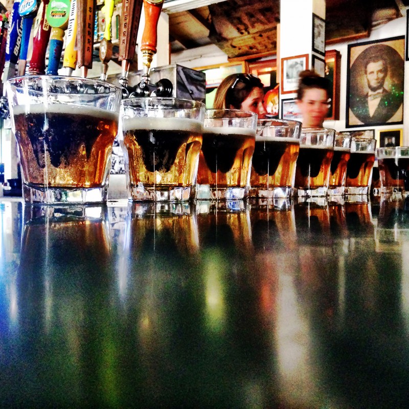 Root Beer Barrel shots lined up at the Green Parrot, Key West, Florida