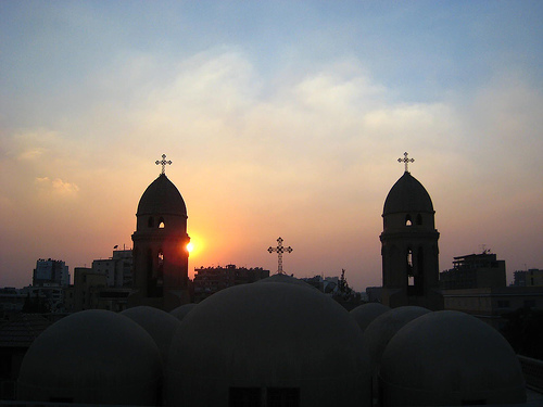 Cairo\'s St. Markos Church at sunset