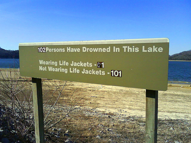 Sign: 102 Persons Have Drowned in This Lake