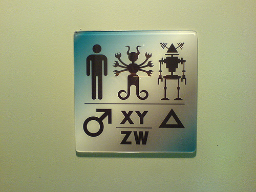 Sign on Restroom Door - Science Fiction Museum, Seattle