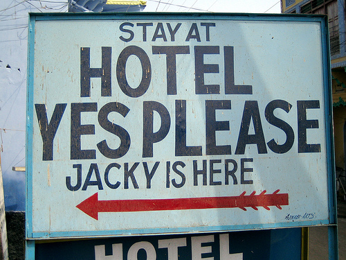 Sign: Stay at Hotel Yes Please, India