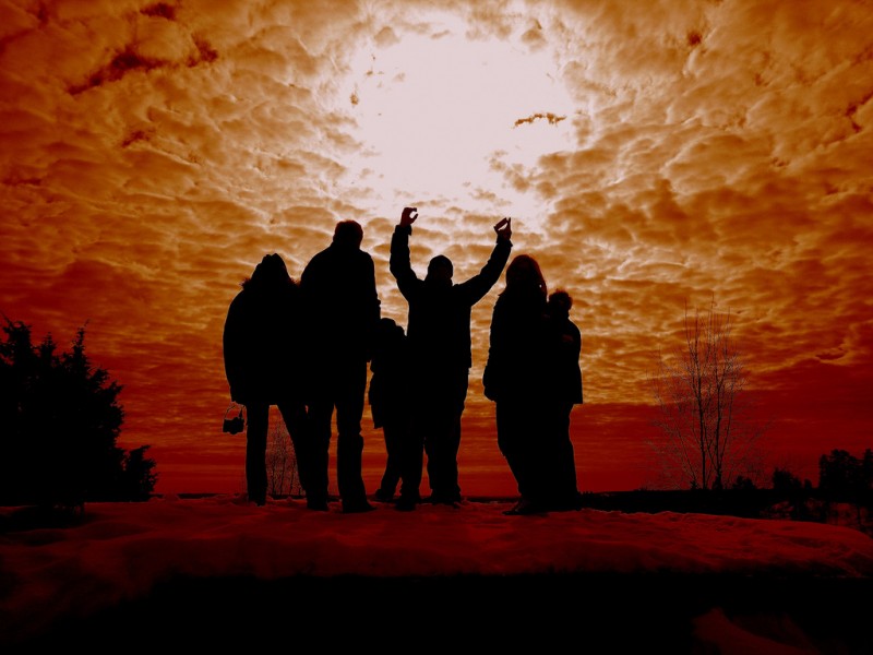 Silhouettes Against a Red Sky, Norway