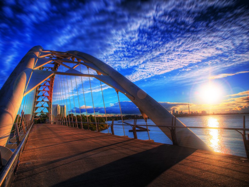 Sunrise Over Humber Bay Arch Bridge Toronto, Canada