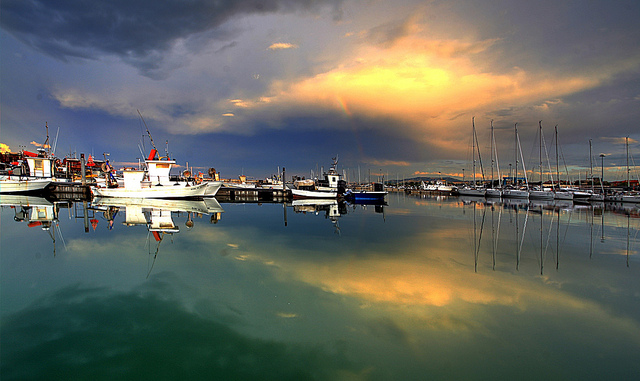 Sunset After the Storm in Abruzzo, Italy Boats in harbor in Abruzzo, Italy