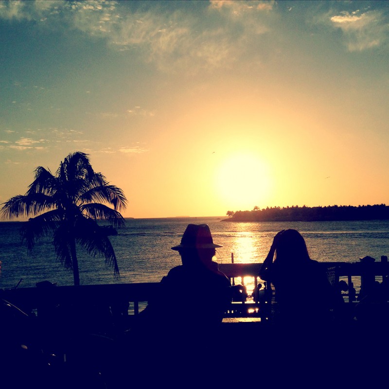 Sunset silhouette of couple at Westin Key West hotel bar