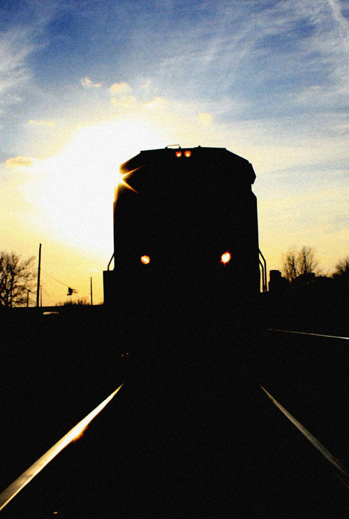 Silhouette of a train in Birmingham, Alabama