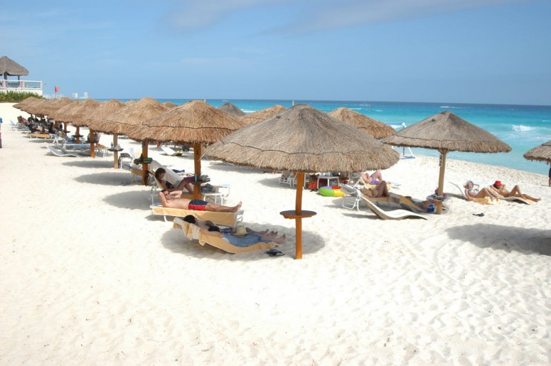 Relaxing on Vacation at the Beach in Cancun, Mexico