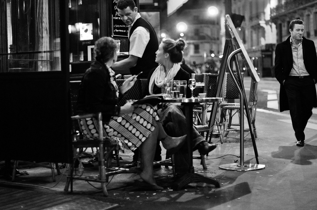 Two women at table in Paris, France
