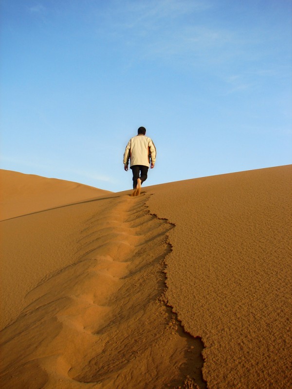 Walking Sand Dune Trail in the Desert, Iran Walking Sand Dune Trail in the Desert, Iran