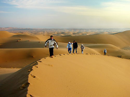 Walking the Sand Dunes, Iran
