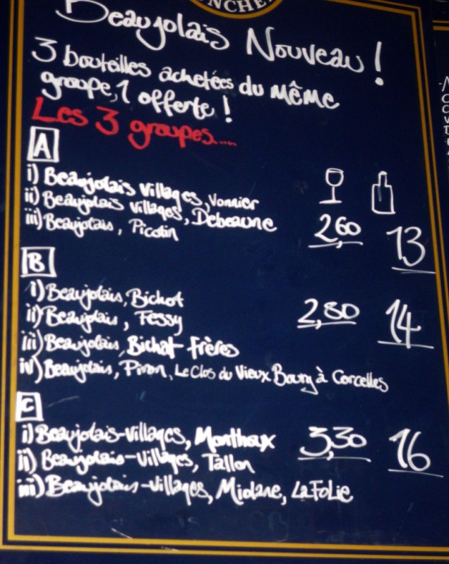 Wine List on Beaujolais Day Wine List on Beaujolais Day